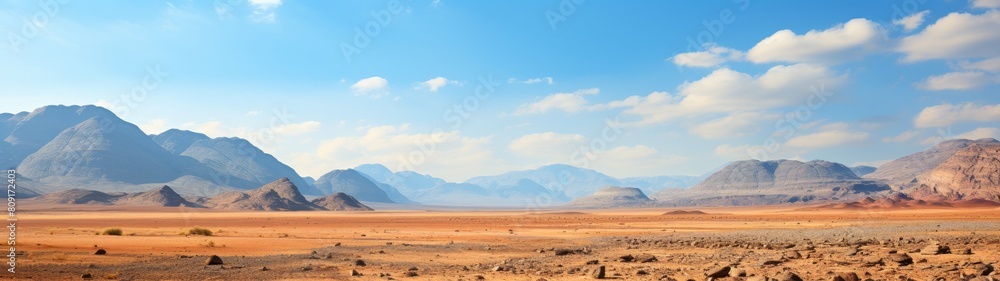 Vast desert landscape with rugged mountains Vast desert landscape with rugged mountains