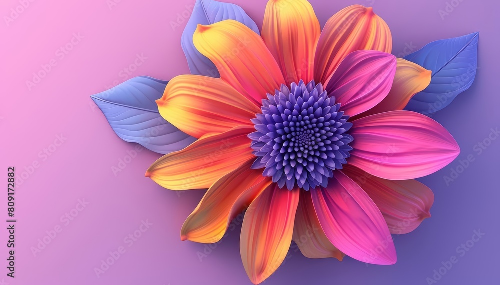 A cute isometric flower, blooming with vibrant colors and textures, model isolated on solid background A cute isometric flower, blooming with vibrant colors and textures, model isolated on solid background