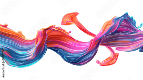 3D Abstract Spiral Brush Stroke  Trendy colorful paint splash  liquid ribbon  we ve in motion isolated on a transparent background