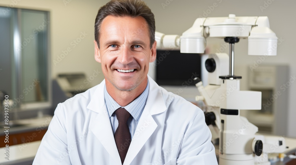 Smiling doctor in medical office Smiling doctor in medical office