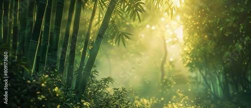 A peaceful bamboo grove is showcased through Glow HUD, with a nature icon and a subtly blurred forest environment photo