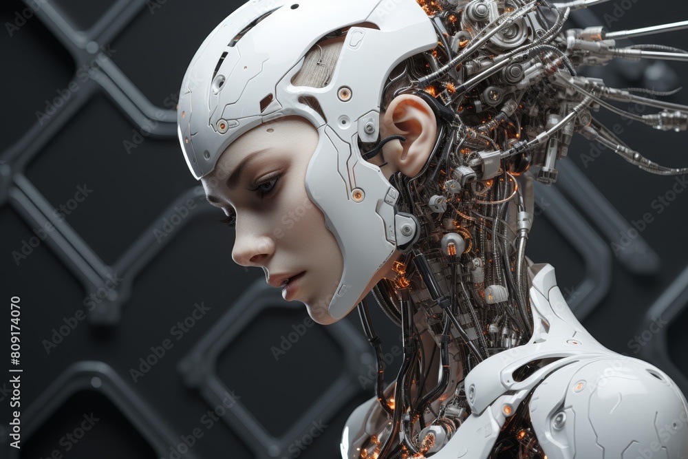Fototapeta premium futuristic robot woman with advanced cybernetic technology