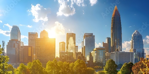 Charlotte, North Carolina's Skyline in Downtown. Concept Cityscape Photography, Urban Landscapes, Architecture, Skyline Views, Charlotte, North Carolina