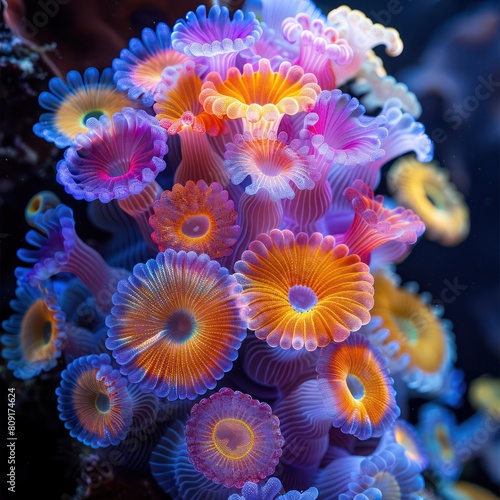 A beautiful and colorful coral reef with many different types of coral.