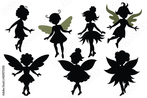 cute fairy silhouette collection vector design