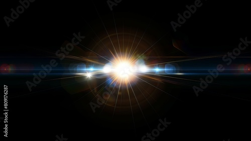 photographic Sunflare, isolated on solid black background to overlay in photoshop