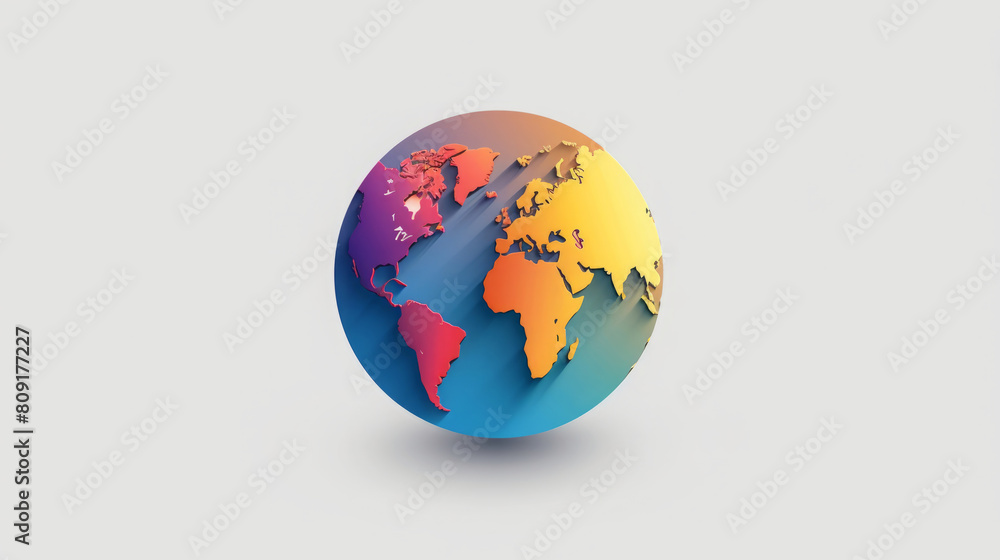 Fototapeta premium Colorful 3D Rendered World Globe