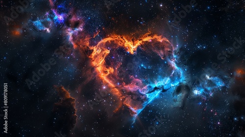 Celestial Heart. A Galactic Phenomenon Shaped By Stars And Nebulae. Generative AI