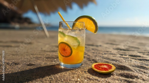 Summer banner design on background.