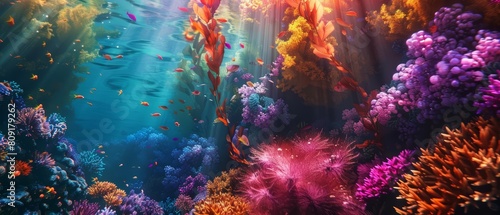 Look strange of an innovation that cleans the ocean using biotechnology in colorful styles  sharpen cinematic look