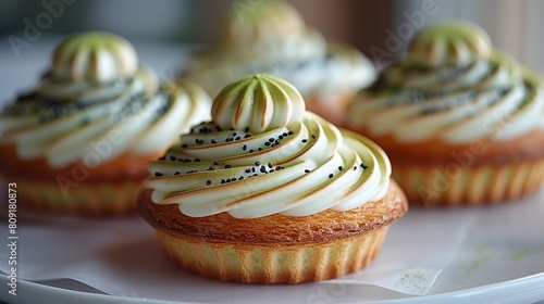 Modern choux pastries reinvent choux pastries with modern fillings like matcha custard AI generated photo