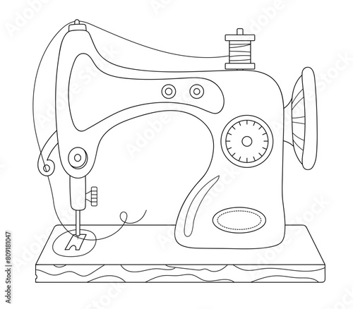 Coloring Page, Sewing Machine, Adult And Children'S Coloring Book Depict My Image