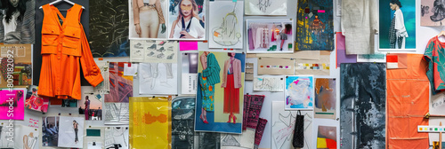 Fashion Stylist's Wall: Featuring fashion mood boards, fabric swatches, and magazine clippings of style inspirations.