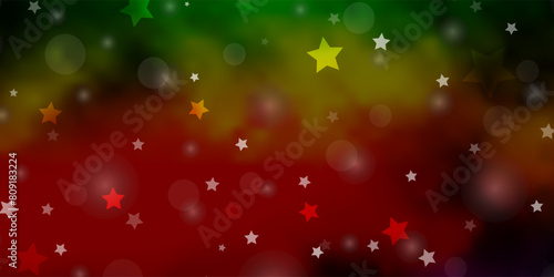 Dark Multicolor vector layout with circles, stars.
