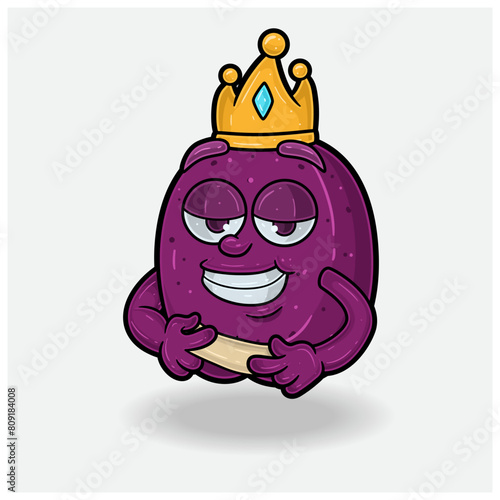 Plum Fruit With Love struck expression. Mascot cartoon character for flavor, strain, label and packaging product.
