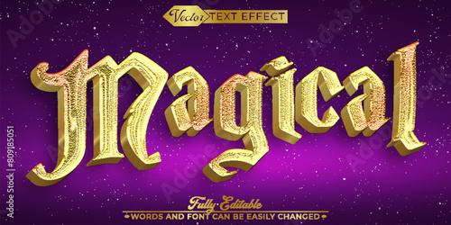 Purple And Gold Magical Vector Editable Text Effect Template
