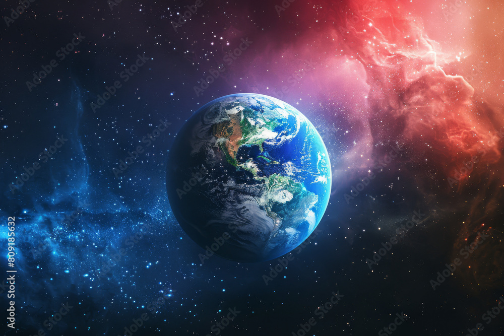 A picture of the earth in space with a colorful background A picture of the earth in space with a colorful background