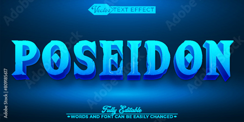 Sea God Poseidon Trident Vector Editable Text Effect Template