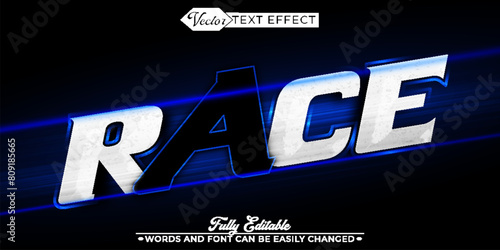 Silver And Blue Race Vector Editable Text Effect Template