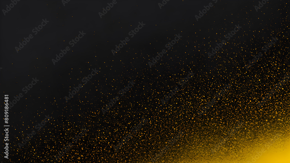 Abstract yellow and black background with glittering particles