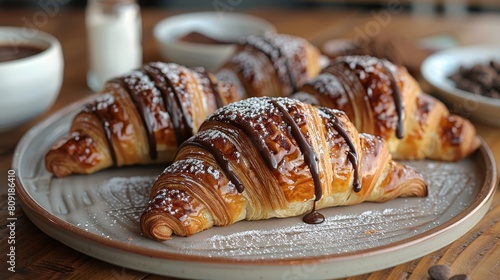 Nutella stuffed croissants indulge customers with flaky croissants stuffed with gooey nutella filling AI generated