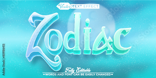 Horoscope Turquoise Zodiac Vector Editable Text Effect Template
