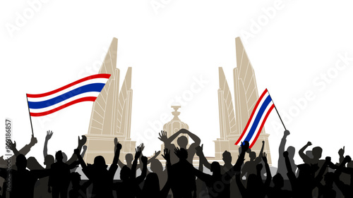 People and demonstrations calling for democracy in Thailand