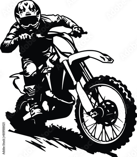 Supercross Motocross Dirt bike Motorcycle Silhouette Design Outline Black and White Clip Art Adobe Illustrator Artwork