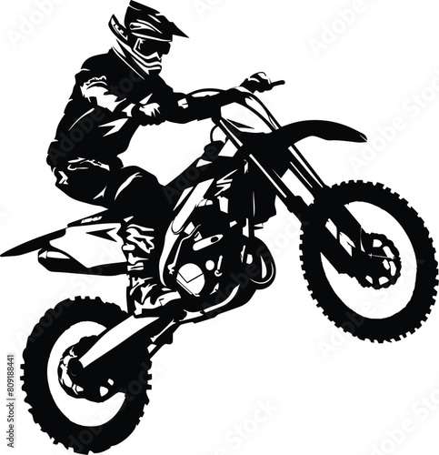 Supercross Motocross Dirt bike Motorcycle Silhouette Design Outline Black and White Clip Art Adobe Illustrator Artwork