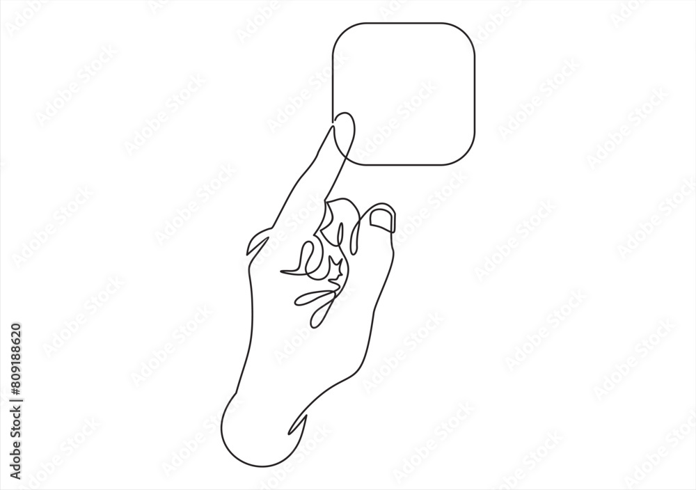 Obraz premium Hand touch - click. Line icon.Touch point line icon. Continuous one line