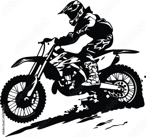 Supercross Motocross Dirt bike Motorcycle Silhouette Design Outline Black and White Clip Art Adobe Illustrator Artwork