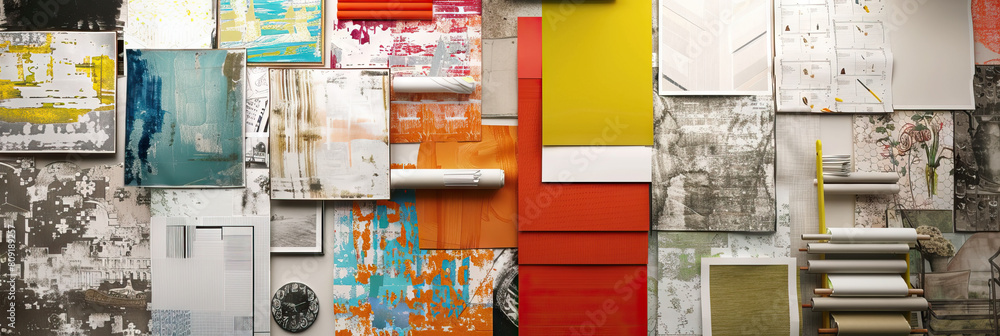Interior Designer's Wall: Featuring wallpaper and paint samples, fabric ...