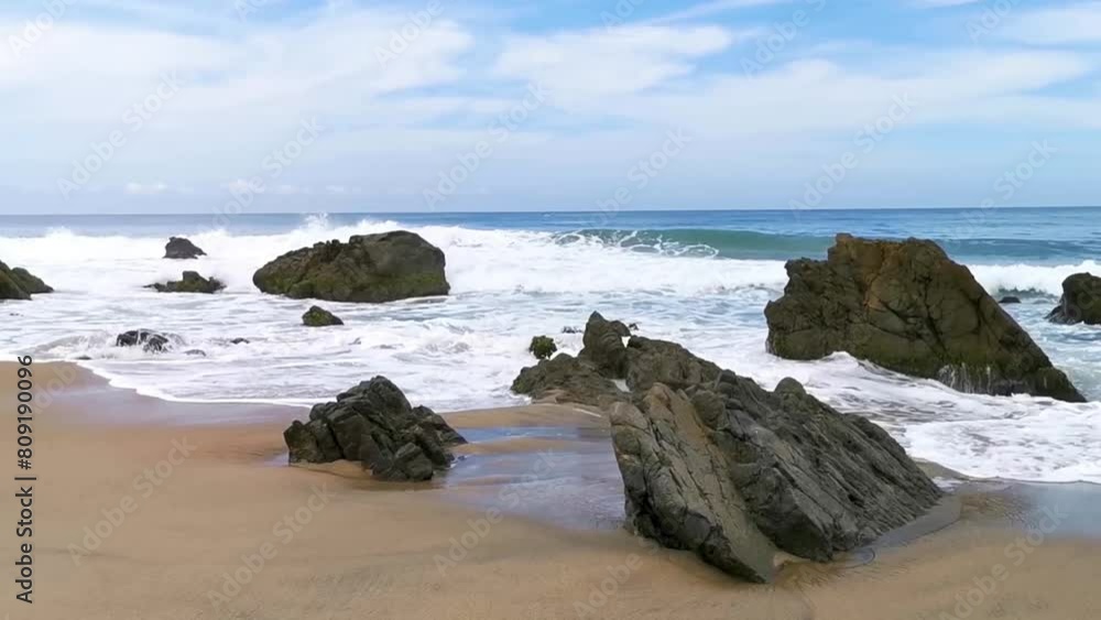 Beautiful rocks cliffs view waves at beach coast panorama Mexico. Beautiful rocks cliffs view waves at beach coast panorama Mexico.