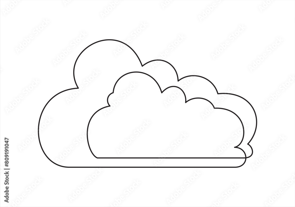 cloud computing concept.Continuous line drawing cloud computing concept.Continuous line drawing