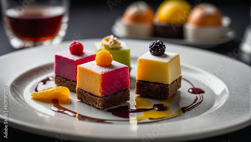 petit fours beautiful dessert on the table