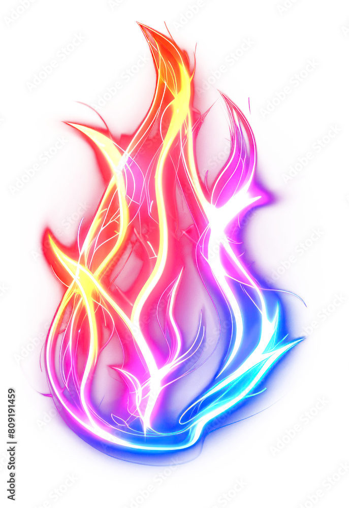 PNG Fire icon in neon style light black background illuminated