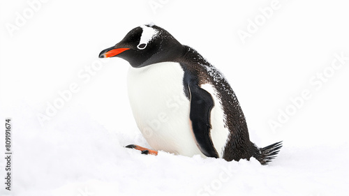 Adorable Penguin in the Snow isolated on a white background