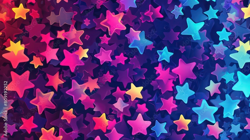 Anime style colorful stars seamless pattern