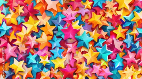 Anime style colorful stars seamless pattern