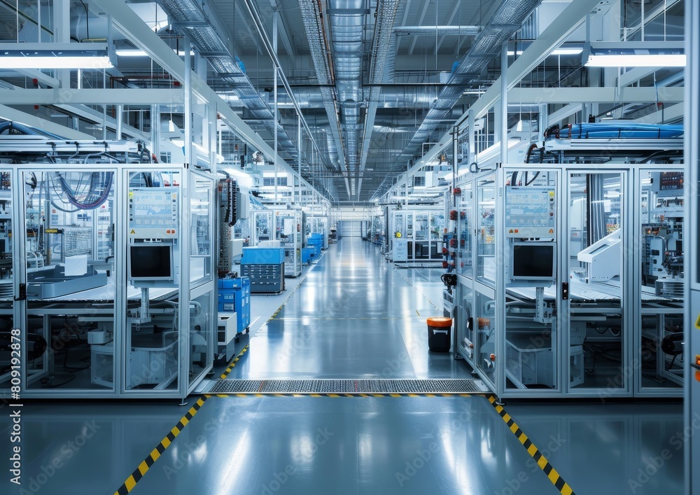 Obraz premium The digital transformation of manufacturing processes, AI generated