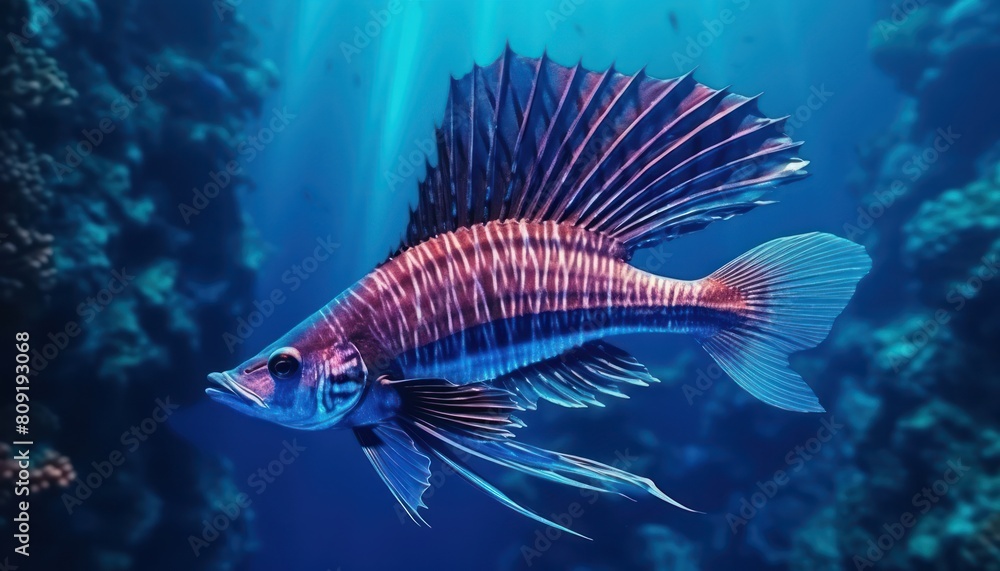 Ikan marlin besar di lautan biru, pemandangan hewan lautan yang memukau Ikan marlin besar di lautan biru, pemandangan hewan lautan yang memukau