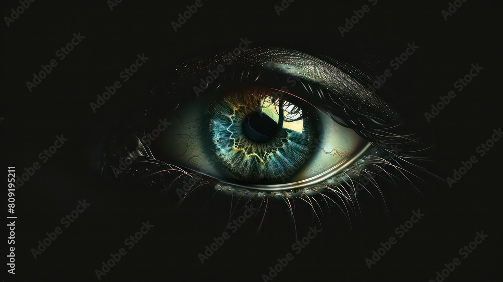 Classic logo for eye lenses on black background Classic logo for eye lenses on black background