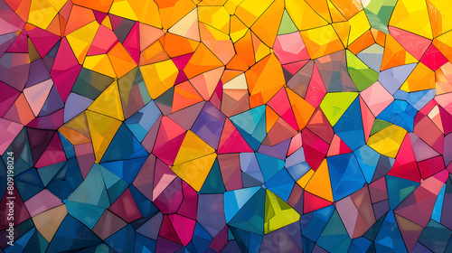 Colorful Abstract Geometric Background, Vibrant Polygon Pattern, Modern Art Design, Multicolor Triangle Shapes, Creative Graphic Texture, Minimalist Abstract Art, Dynamic Colorful Backdrop