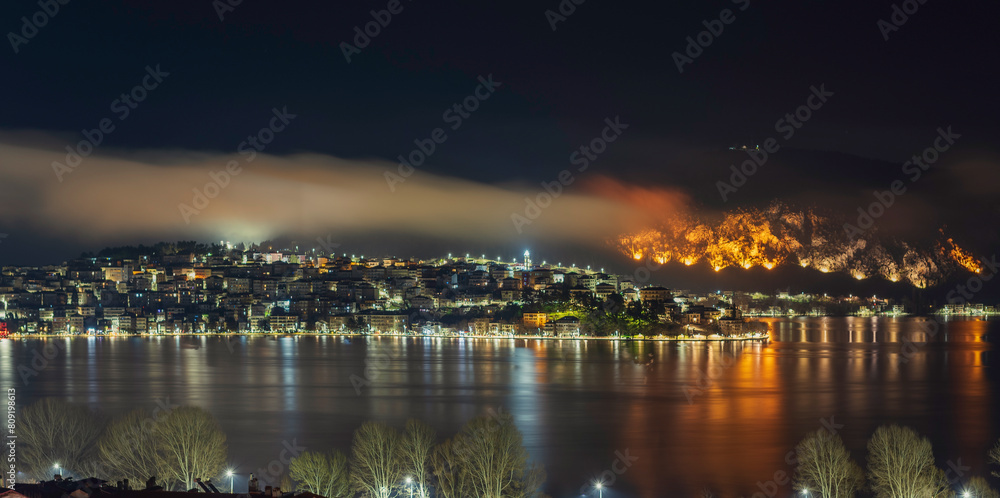 night view of the city of Kastoria