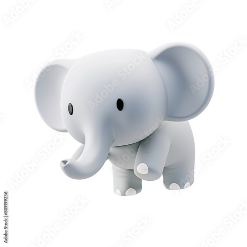 Cute baby elephant icon 3d rendering . ai generative