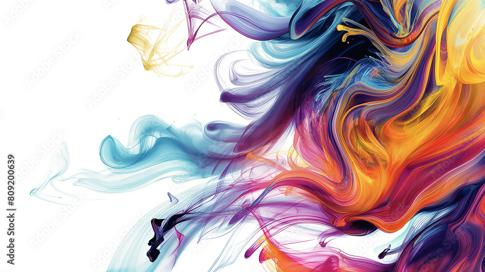 Awesome colorful ink swirling isolated on a transparent background