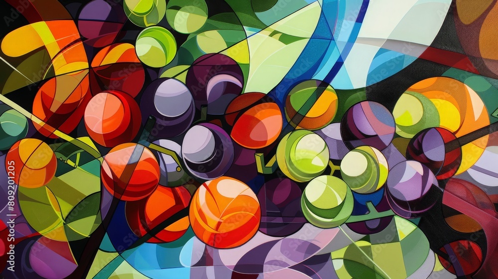 Whimsical abstract background of a bunch of grapes, with elongated shapes and playful colors Whimsical abstract background of a bunch of grapes, with elongated shapes and playful colors