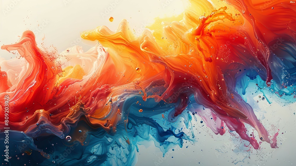 Vivid abstract undulating liquid waves - The image depicts an intense scene of brightly colored undulating liquid waves that evoke a feeling of movement