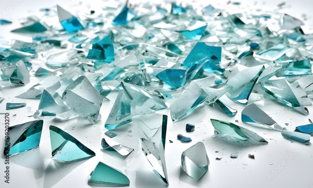 Scattered Aqua Glass Fragments