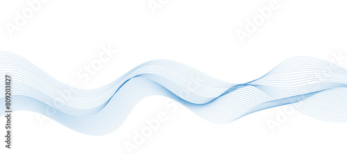 Abstract vector modern background with blue wavy lines and particles.